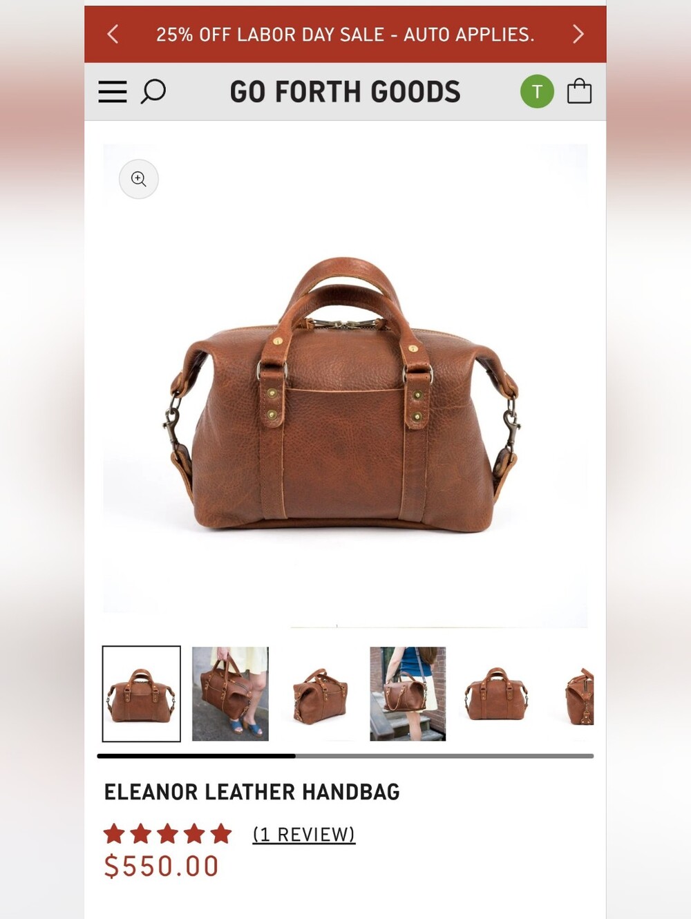 NWT Go Forth Goods Eleanor Satchel Bag In Honey